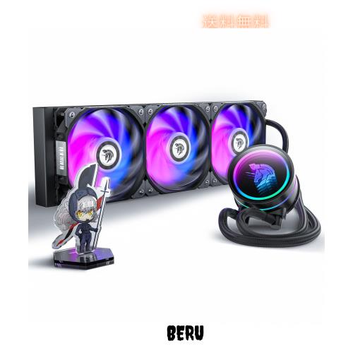 AsiaHorse 雙？ 360 簡易水冷 CPUクーラー 究極の330Wの冷却効率 耐久性と静音のセラミックベアリング 4500 RPM＆3000 RPM 0.5MMの銅底は