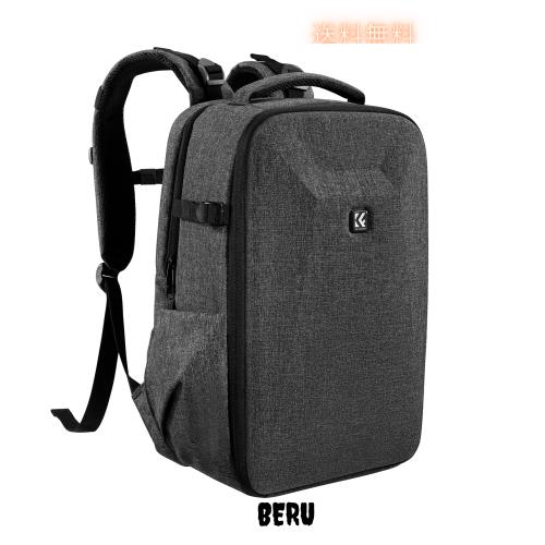 K＆F Concept カメラバッグ カメラリュック リュックサック 大容量 おしゃれ EVA耐衝撃 22L 16インチPC収納＆三脚収納可 一眼レフカメラバ