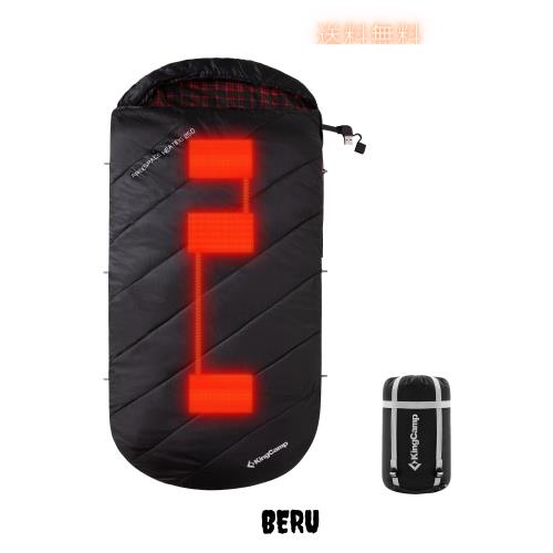 KingCamp 寝袋 封筒型 電熱寝袋 加熱寝袋 シュラフ 冬用 コンパクト 230T防水 軽量 保温 -13℃耐寒 3段階温度調整 急速発熱 スリーピング