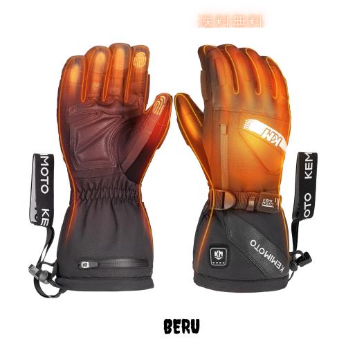 【usb給電・急速発熱】KEMIMOTO 電熱グローブ バイク グローブ 冬 Type-C充電式 全体レザー 残量表示 大容量バッテリー レザー 3段階温度