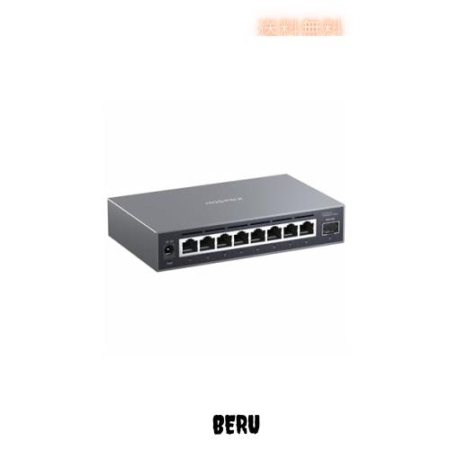 XikeStor 9ポートWEB管理スイッチ 8×2.5Gイーサネット + 1×10G SFP+ 全新2.5Gハブ アルミニウム合金製ケース 放熱性能 ファンレスで静