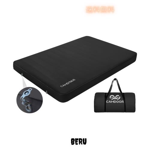 CAMDOOR キャンプ マット エアーマット ダブル 厚手 10cm 【90秒自動膨張･ソフトな手触り】インフレーターマット 自動膨張 キャンパー 車