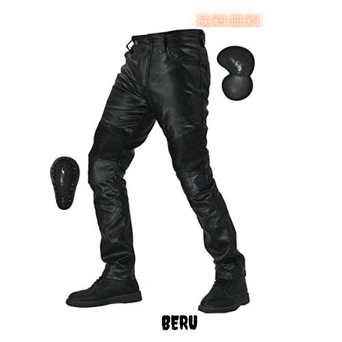 [RENHE] なめし革ズボン下 自動二輪車 メンズ ライディングパンツ プロテクター ライダースパンツ 革ズボン下 自動二輪車 引っ切りない フェイクレザー PU