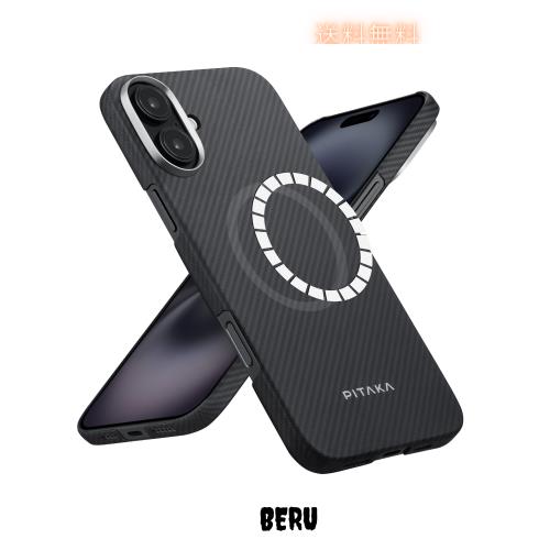 「PITAKA」iPhone 16 Plus用 極薄ケース MagSafe対応 上下カバーした アラミド繊維製 ワイヤレス充電対応 耐衝撃 薄型 おしゃれ Ultra-Sl