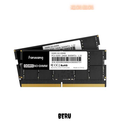 Fanxiang DDR5 48GB(2x24GB)5600MHz RAM ノートPC用メモリ ノートパソコン用メモリ Intel AMD対応 CL46 1.1V SODIMM 262ピン PCパソコン
