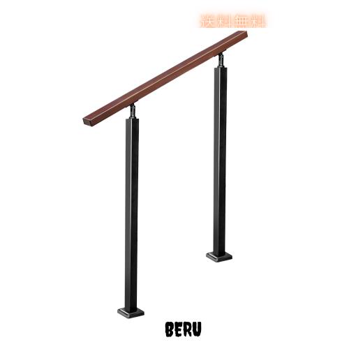 YHEYSMUX 80 cm 角型 階段 手すり 黒 四角い 無垢材の手摺り DIY 304ステンレス鋼 角度調整可能 屋内屋外用 玄関 高齢者用 サポート 取りの通販は