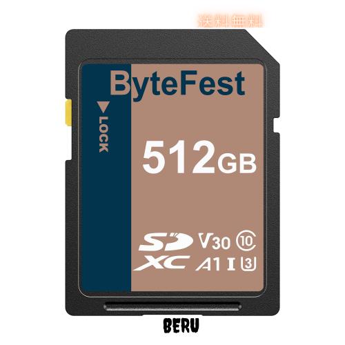 ByteFest SD カード 512GB UHS-I SDXC メモリーカード - C10、U3、V30、4K UHD、超高速転送