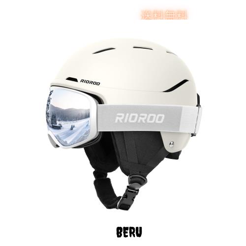 RIOROO スキー ヘルメットセット ゴーグル付き メガネ対応 スノボ ヘルメット スノボ 帽子 高密度EPS ダイヤル式サイズ調整 イヤーパッド