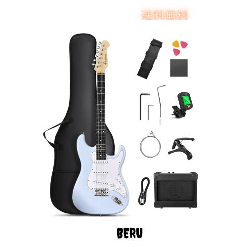 Donner エレキギター 初心者セット STタイプ SSSピックアップ 39インチ フルサイズ ミニアンプ付き 専用ケースとチューナーなどアクセサ