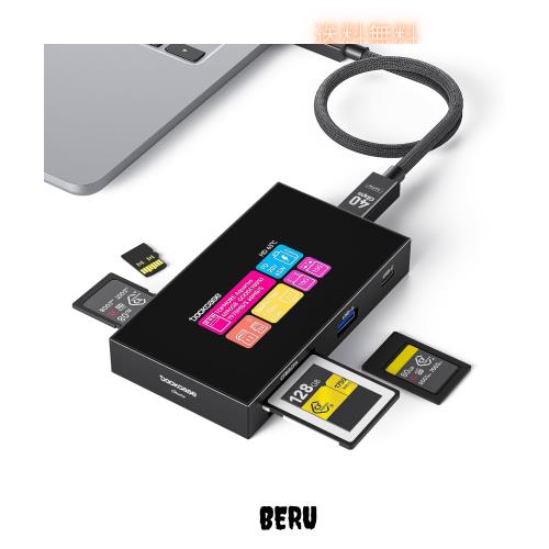 DOCKCASE 8-in-1 CFexpress Type B/Type Aカードリーダー タッチスクリーン搭載 UHS-II SD/microSDスロット、4K HDMI、USB-C ＆ USB-A 3.2
