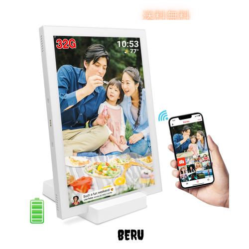 FRAMEO WiFiデジタルフォトフレーム、内蔵バッテリー、3〜6時間使用できます、10.1インチ デジタルフォトフレーム 1280 * 800 IPS タッチ