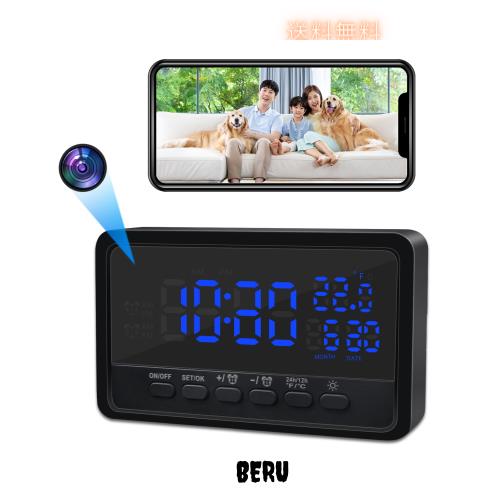 小型カメラ ZHTNC 置時計型 防犯カメラ スマホ操作 監視カメラ WiFiカメラ 屋内セキュリティカメラ 長時間録画 1080P 充電しながら録画