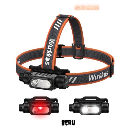 Wurkkos LEDヘッドランプ USB充電式 HD16 高輝度2500ルーメン強力ヘッドランプ 集光・散光切替,IP66防水 耐衝撃 防災 散歩 登山 アウトド