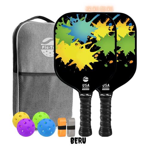 Pic-Ten ピックルボールパドル 2個セット USAPA承認 ファイバーグラス表面 軽量 高性能設計 ポリプロピレンハニカムコア 滑り止め吸汗グ