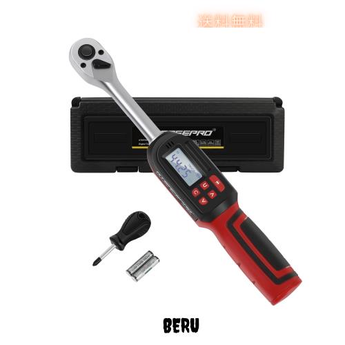 ATsafepro デジタルトルクレンチ 9.5 mm差込角(3/8インチ 3-60N.m) プリセット型 ブザー＆LED警告灯内蔵,トルクレンチタイヤ交換、自転車