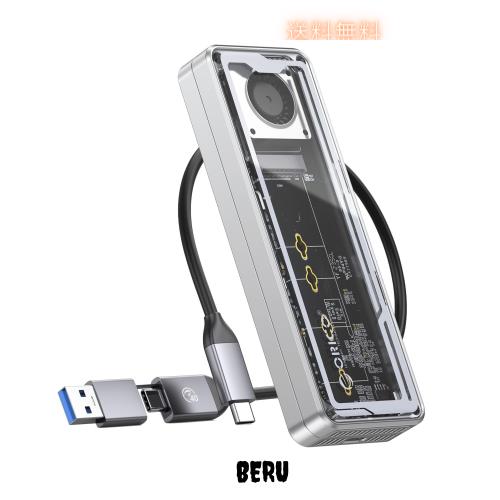 ORICO M.2 SSD 外付けケース【USB4 40Gbps超高速】工具不要 NVMe SSD ケース内蔵冷却ファン付き Thunderbolt 4/3、USB 4/3.2/3.1対応、22