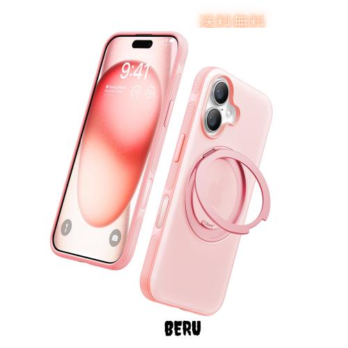 TORRAS iPhone 16 用 ケース カメラコントロールボタン付き【初夏トキメキタイム・多機能360度回転スタンド】 縦横両対応 マグネット搭載