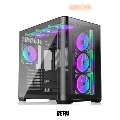 RAIJINTEK ATREUS BT7 Black ミドルタワー PCケース E-ATX対応、曲面強化ガラス、120mm インフィニティミラー ARGB PWM ファン×7 基搭載