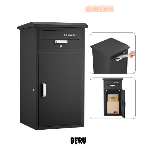 VARNIC 宅配ボックス DIY ポスト一体型 複数回投函 大容量 宅配BOX 戸外 防水 水が溜まらない 防塵 防錆 防犯 郵便受け 両開き扉 取り付