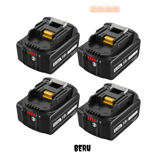 DOSCTT 互換マキタ 18v バッテリーBL1860B【四個セット】電動工具用 6000mAh 大容量 ライト付き残量表示でき BL1820B BL1830B BL1850B BL