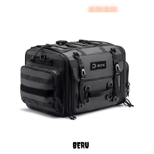 RIDEIRON バイク シートバッグ 大容量 防水カバー付き 拡張機能付き 40L-60L キャンプツーリング リアバッグ シートバッグ サイドポケッ