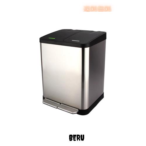 TZAVE ステンレス製 ゴミ箱 2×15L（ゴミ袋1ロール付き）ペダル式分別ゴミ箱