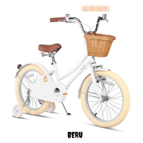 【Glerc】Little Molly 女の子子供用自転車 可愛いキッズバイク 乗り練習 低学年 幼児 貼り紙DIY 三輪自転車 柔らかいサドル 藤カゴ付き