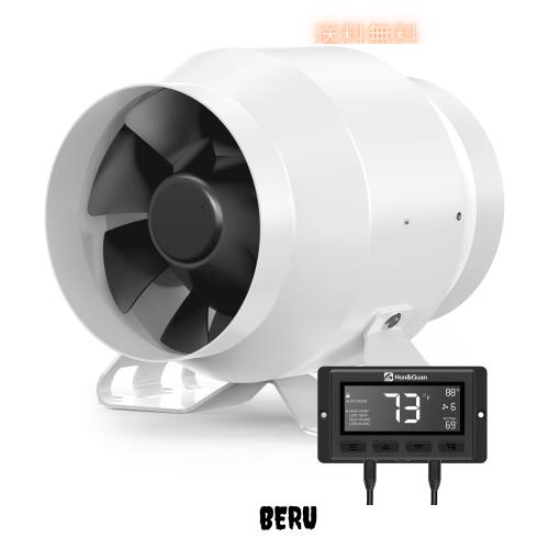 Hon＆Guan ダクトファン 100mm 強力 360m？/h【インボイス制度登録店】中間取付型 金属型 ダクト用 換気扇 スマートコントローラー付き 温