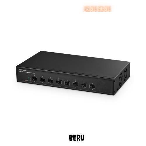 Binardat 8ポート10ギガビットファイバースイッチ、8x10G SFP+スロット、1G/10G、160Gbps帯域幅をサポート、アンマネージドメタルデスク
