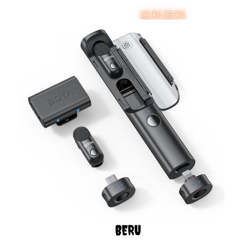 BOYA Magic 4in1マイク ピンマイク ワイヤレスマイク iPhone17/16シリーズ/Androidスマホ/カメラ対応 2人用 AIノイズキャンセリング 100m