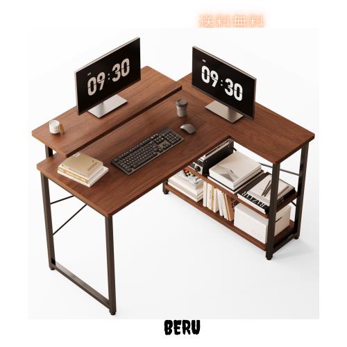 Merytes パソコンデスク 学習机 勉強机 computer desk ゲーミングデスクワークデスクL字デスク 棚 付き pc 省スペース 組立簡単 在宅勤務