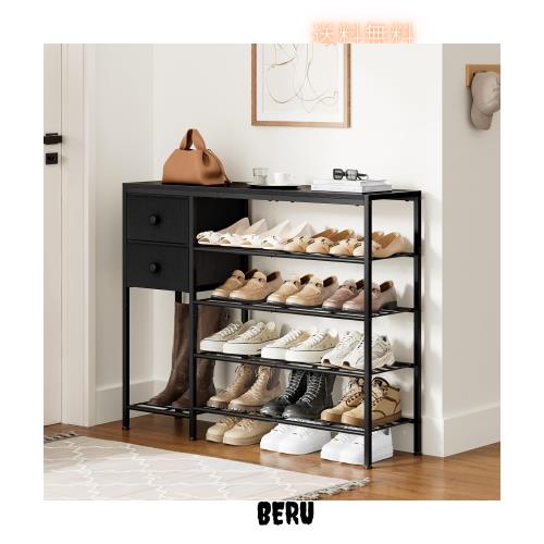 Naotico シューズラック 引き出し付き 靴棚 靴箱 下駄箱 shoe rack 靴箱 収納 靴下収納ボックス シューズラック 省スペース スリム 靴置