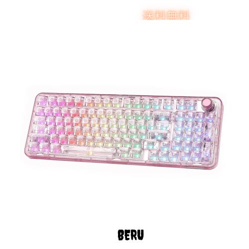 YUNZII X98 QMK/VIA対応 ワイヤレス メカニカル ゲーミングキーボード 透明キーキャップ 3モード接続 BT5.0/2.4GHz/USB-C ホットスワップ