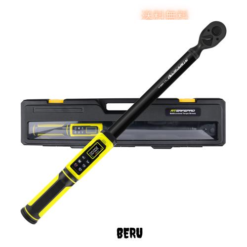 ATsafepro デジタルトルクレンチ 1/2’’ドライブ、5.1-340N.m 電子トルクレンチ、5単位 ±2% 精度 双方向、ブザーとLEDアラート付きLCDス