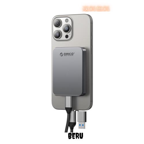 ORICO 480GB 外付けSSD マグネット式 iPhone 17 Pro Max対応 USB3.2 Gen1 最大460MB/s USB-C/A 両用ケーブル 磁着デザイン アルミ合金 タ