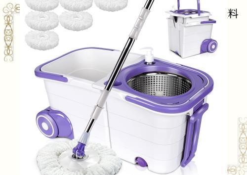 ZNM 回転モップ フロアモップ モップパッド6枚付き 2in1モップバケツ 簡単な収納 移動が容易 モップ 拭き掃除 長さ調節 腰に負担なし モの通販は