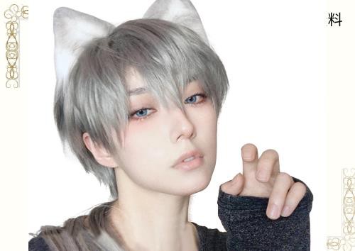 FESHFEN ウィッグ ウルフ メンズ ショート フルウィッグ ロング
