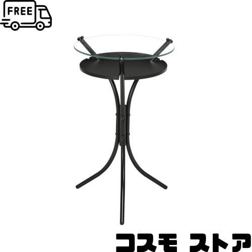 永井興産 NK-310 ガラストップサイドテーブル (ブラック) ※ガラス天板 ※幅30×高さ48.5？
