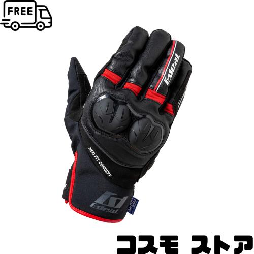 [山城] IDEAL アイディール バイク用 グローブ 秋冬モデル ID-107 WEDGE ウェッジ レッド Sサイズ ID107RD/S