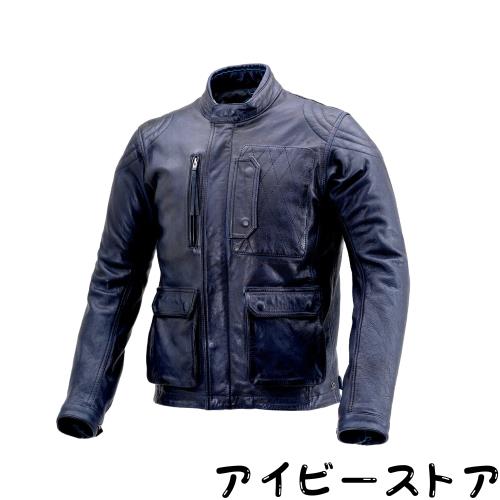 デイトナ(Daytona) バイク用 レザー ジャケット 本革(ワックス加工) 春秋 スクランブラー ライダース DL-501 ネイビー XLサイズ(メンズ)