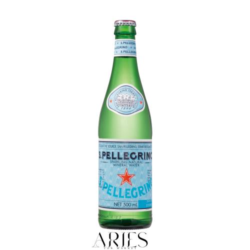 S.Pellegrino(サンペレグリノ) 炭酸水 瓶 500ml×24本 (イタリア産 炭酸入りナチュラルミネラルウォーター 王冠タイプ)