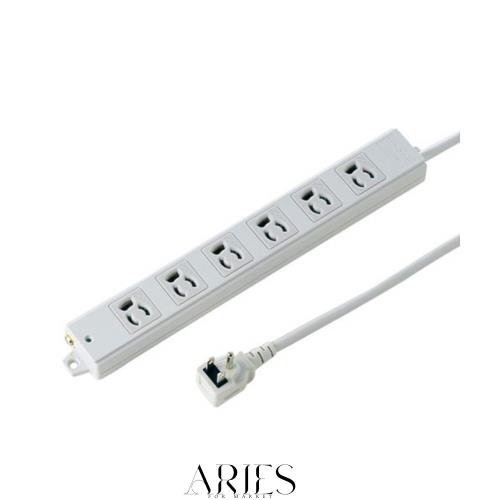 サンワサプライ 工事物件タップ 3P抜け止め・L型プラグ・マグネット・6個口 3m TAP-K6L-3