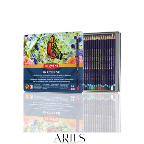 Derwent 【国内正規品】ダーウェント 水彩 色鉛筆 インクテンス ペンシル 24色セット 0700929 布/木目にも描ける 乾いたら耐水性の通販は 7,647円