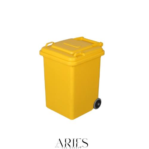 ダルトン(Dulton) ゴミ箱 イエロー 18L プラスチック フタ付き 後輪タイヤ 屑入れ ダストボックス 水抜き穴 丸洗い可 高さ40cm 幅29cm 奥の通販は
