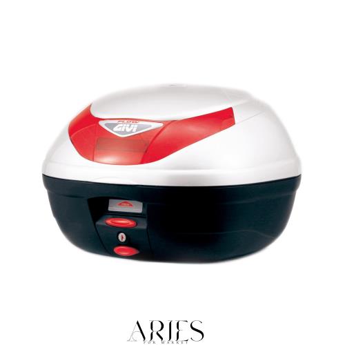 GIVI(ジビ) バイク用 リアボックス モノロック 35L FLOWシリーズ E350B906 パールホワイト塗装 レッドレンズ 68041