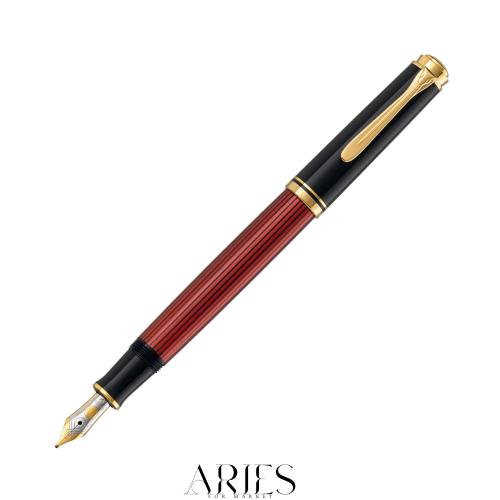 Pelikan ペリカン 万年筆 EF 極細字 スーベレーン レッドストライプ M400 正規輸入品