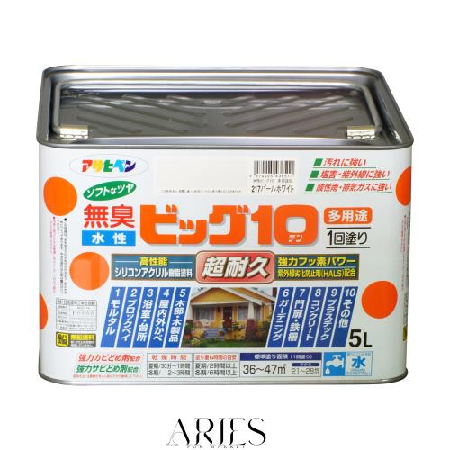 アサヒペン えの具 えの具 水溶性ビッグ10多役立つこと 5L 217パール白いこと 水溶性 多役立つこと 半ツヤ ホンブルグ帽なツヤ 1回ペンキ塗り 超耐久 無臭 一種独特フッ素樹