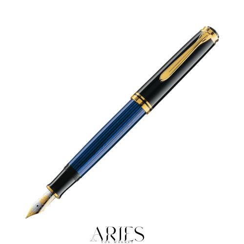 Pelikanペリカン 万年筆 F 細字 ブルー縞 スーベレーン M800 正規輸入品