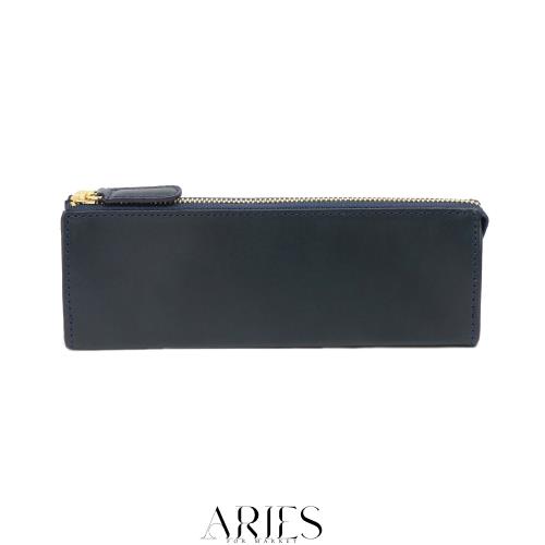 スリップオン ファスナーペンケース L Rio イタリアンレザー 革 ネイビー IOL-3501