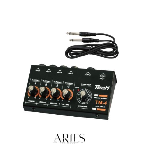 TECH 4ch マイクロミキサー 1.2mケーブル X 1付属 TM-4